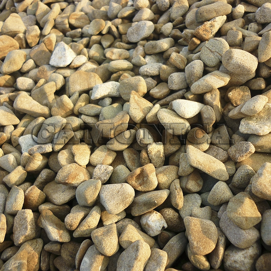 Галька галтованная из песчаника бежево-коричневого  с разводами 10-20 мм, , кг