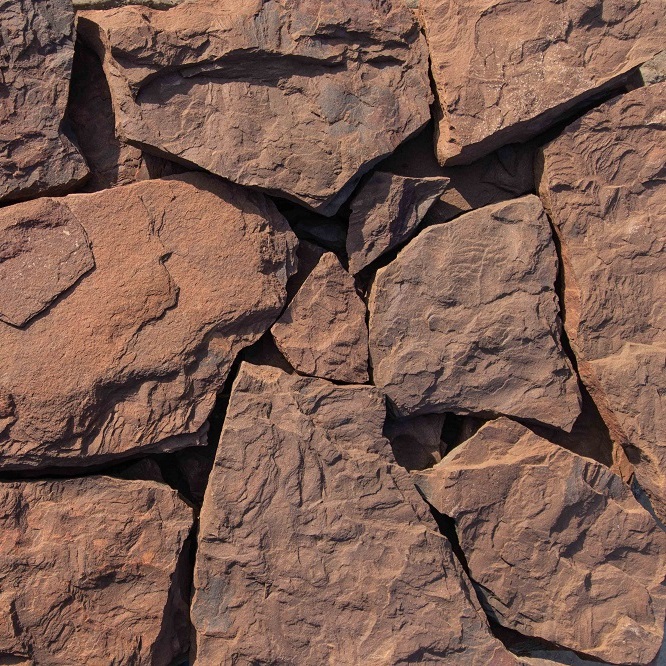 Песчаник красный обожженный, рваный край 25-35 мм