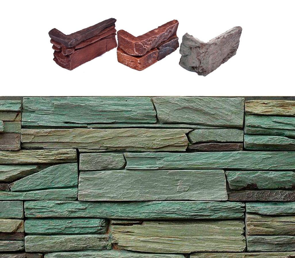 Искусственный камень угловой Танвальд 500х100мм зеленый 0.7пог.м CraftStone, зелёный