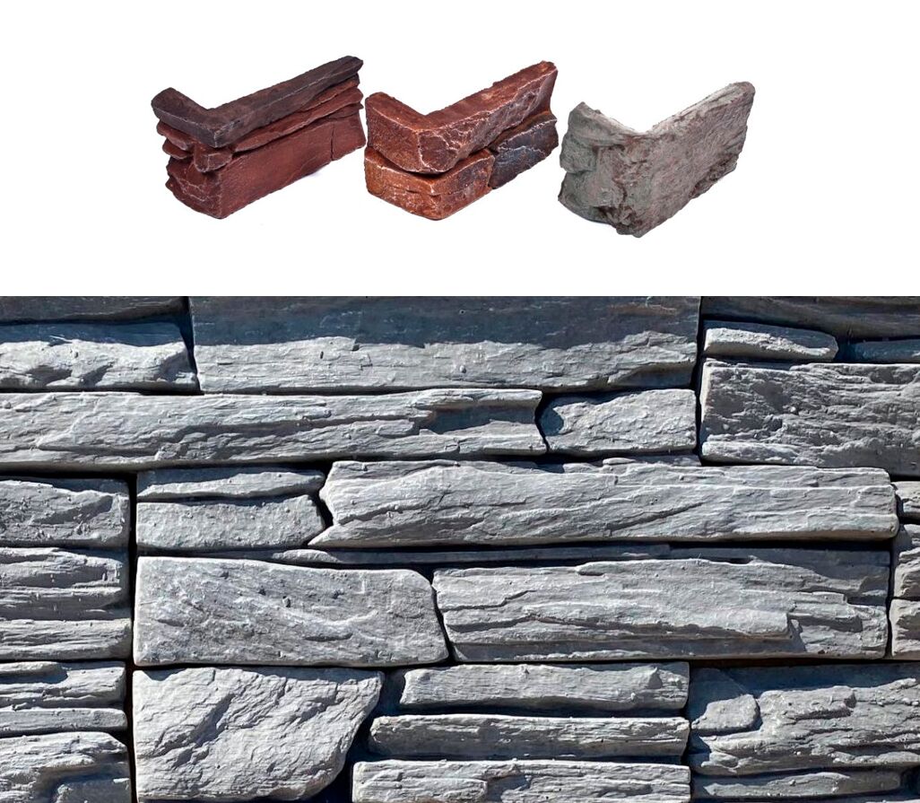 Искусственный камень угловой Танвальд 500х100мм графит 0.7пог.м CraftStone, графит