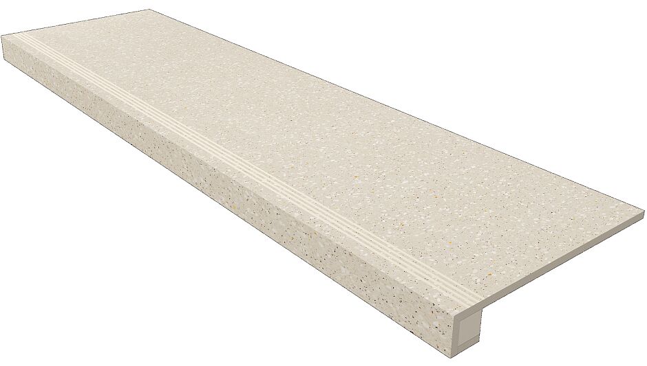 Комплект Ступень Cosmos CM02 Beige (33x120) непол. (прямоугол. бортик) с насечками + Подступенок (14,5x120), Комплект Ступень Cosmos CM02 Beige (33x120) непол. (прямоугол. бортик) с насечками + Подступенок (14,5x120)