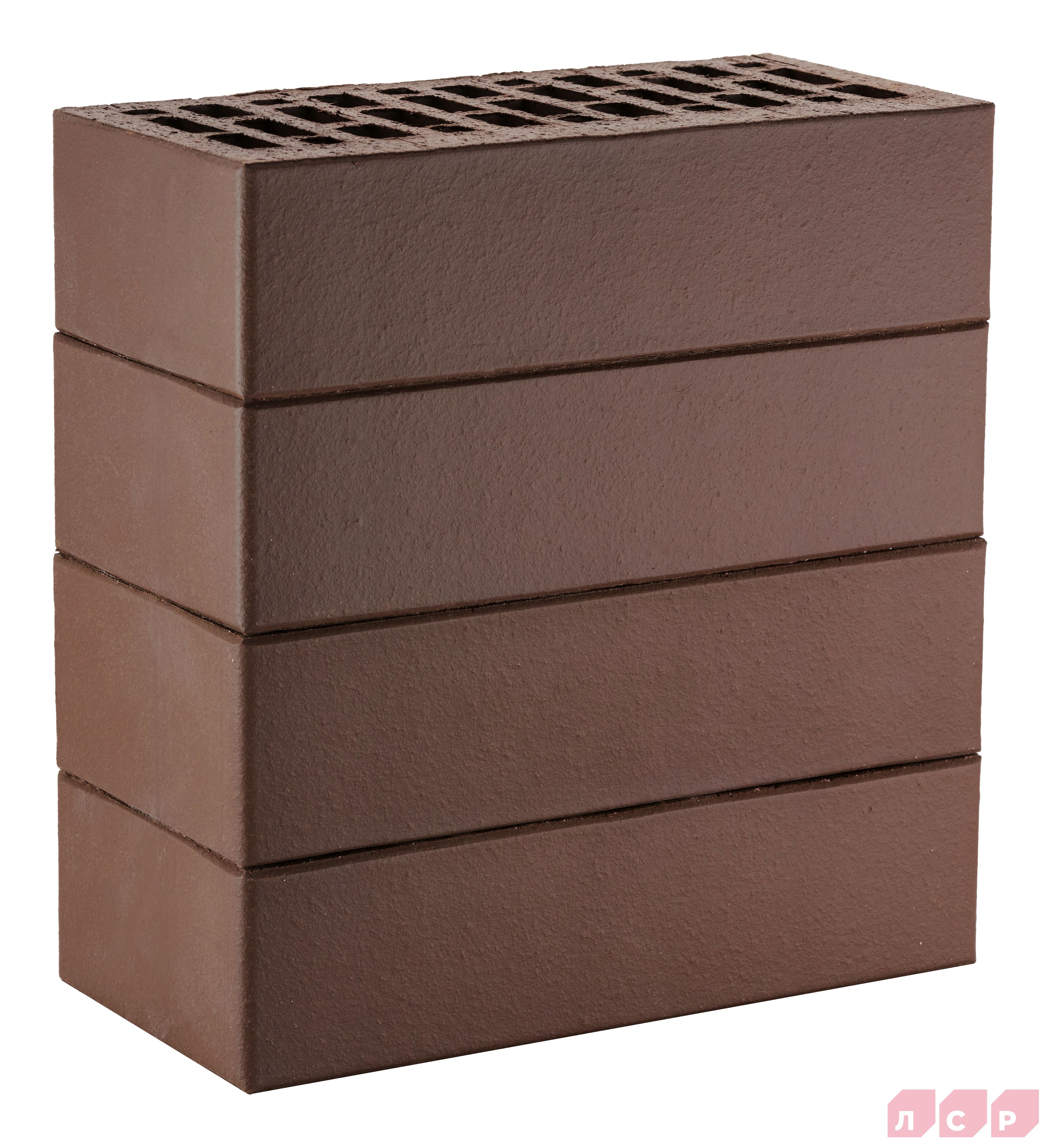 Кирпич ЛСР лицевой пустотелый темно-коричневый 1NF гладкий, темно-коричневый