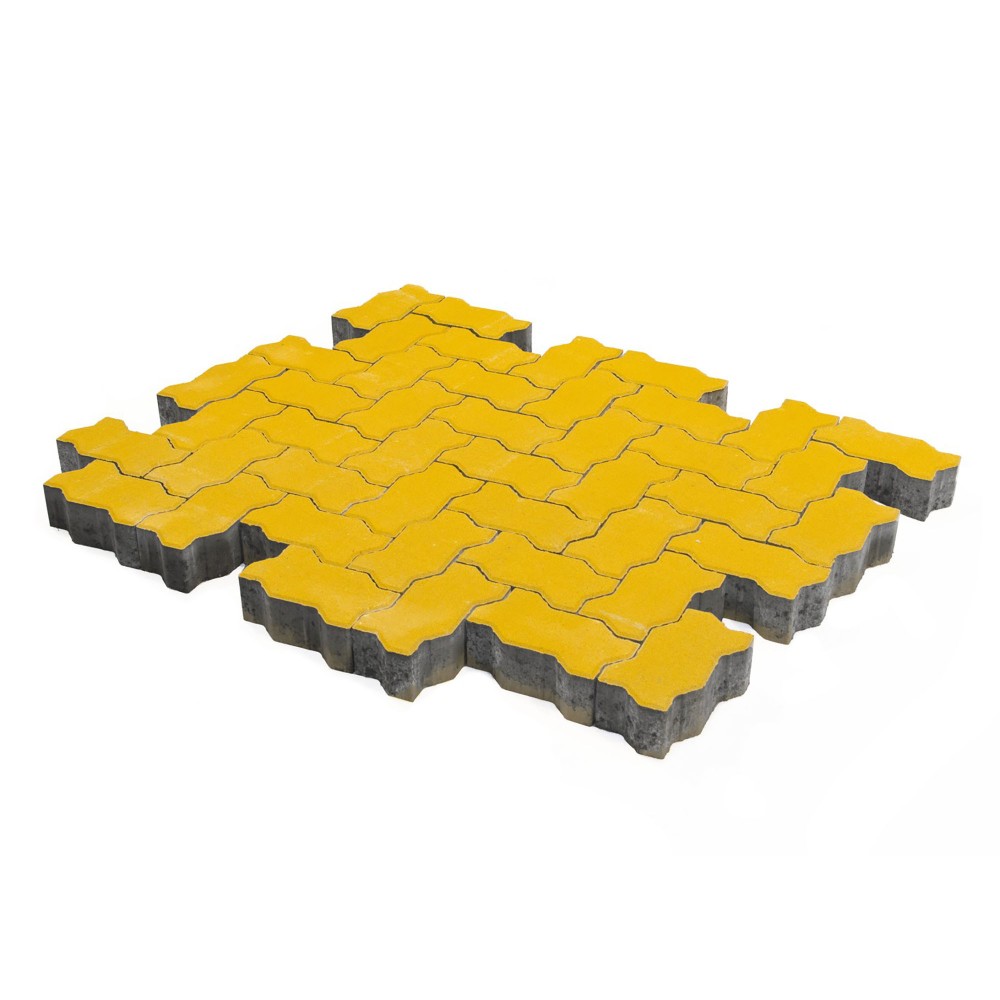 Тротуарная плитка Волна желтый 240х135х80 мм, Тротуарная плитка Волна желтый