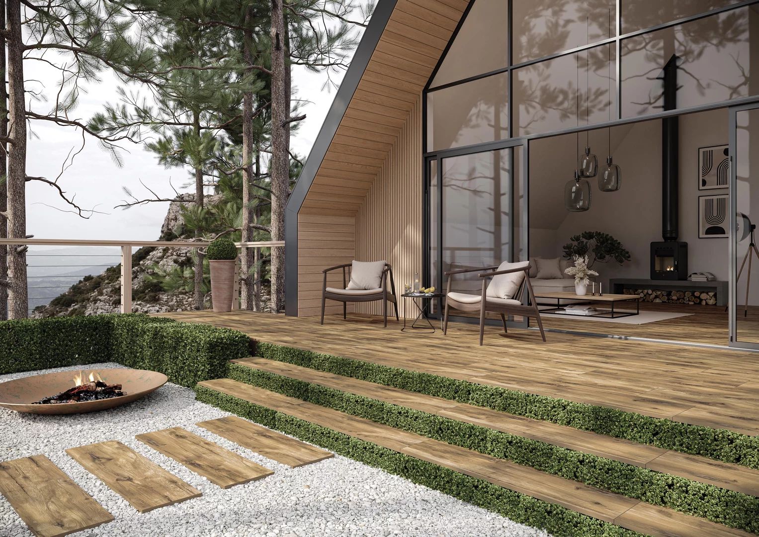 Плита террасная Rustland brown gres структурная 295х1195х20мм матовая Paradyz 2.83шт/м2 2шт/уп