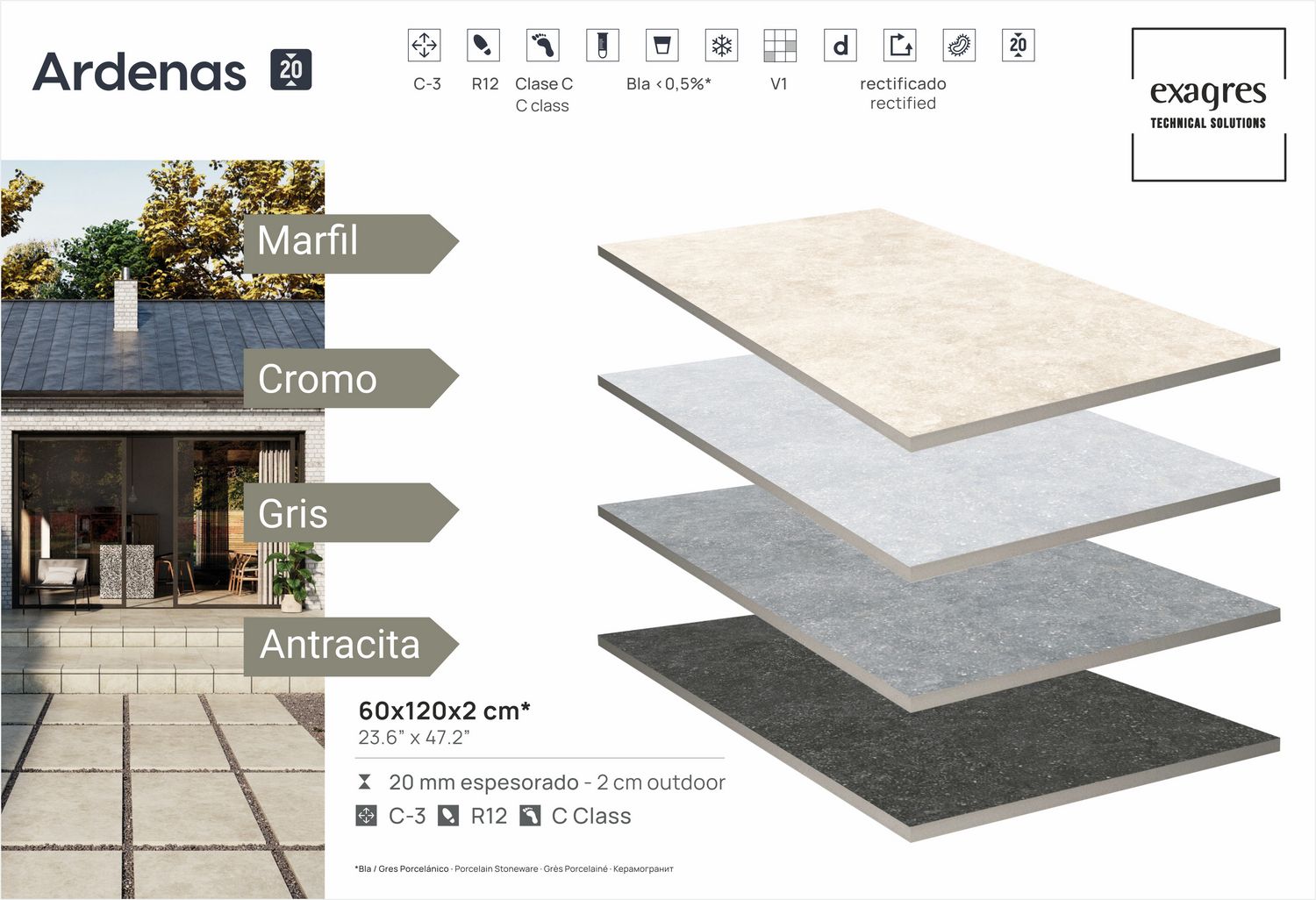 Керамогранит уличный Ardenas Antracita Base C3/R12 Antislip 600х1200х20мм 1шт/уп TERRASLAB купить в Санкт-Петербурге Керамогранит уличный Ardenas Antracita Base C3/R12 Antislip 600х1200х20мм 1шт/уп TERRASLAB
