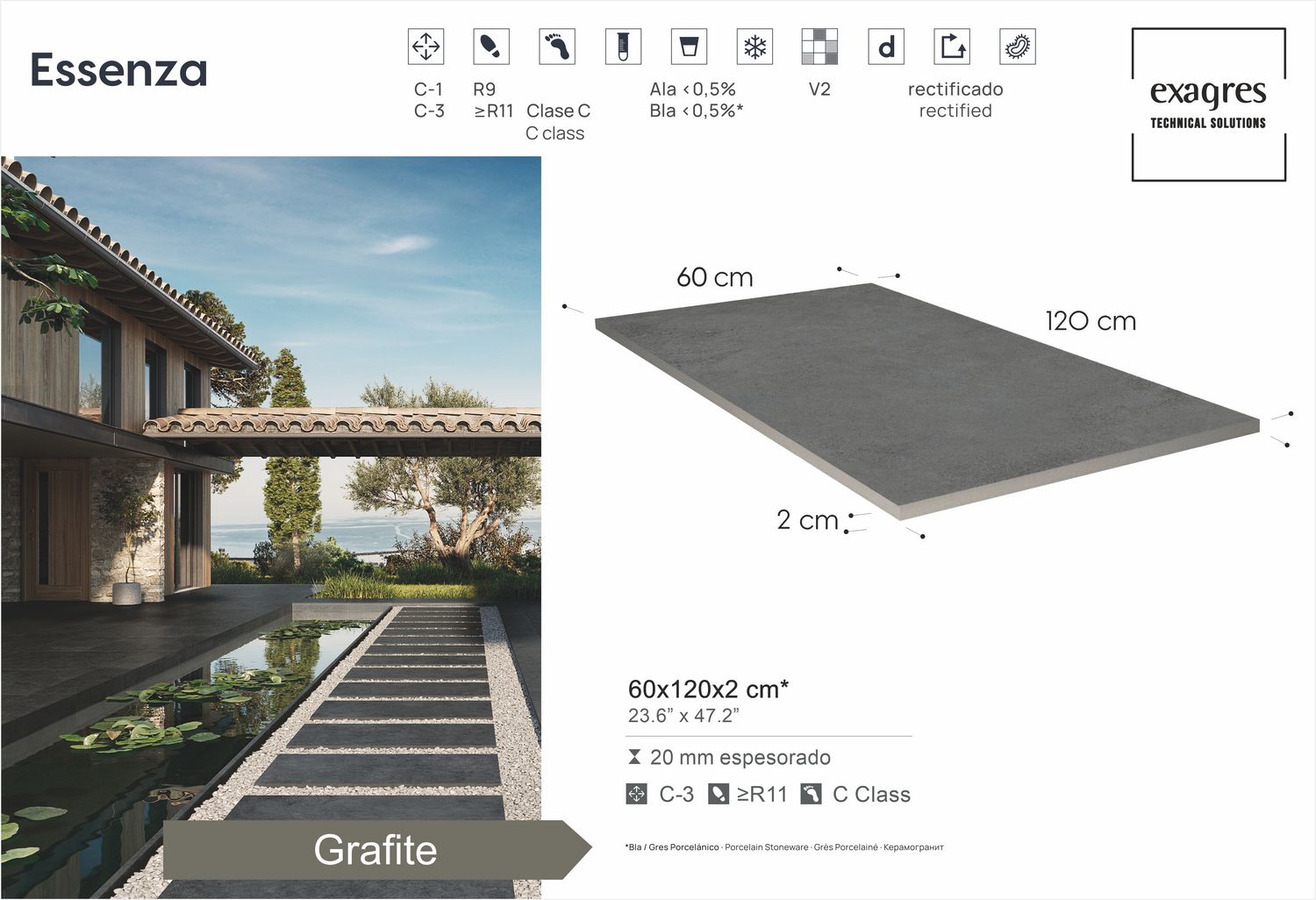 Керамогранит уличный Essenza Grafite Base C3 600х1200х20мм 1шт/уп TERRASLAB купить в Москве Керамогранит уличный Essenza Grafite Base C3 600х1200х20мм 1шт/уп TERRASLAB