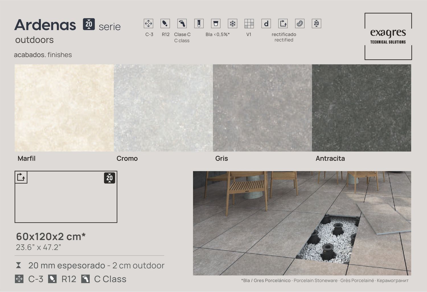 Керамогранит уличный Ardenas Antracita Base C3/R12 Antislip 600х1200х20мм 1шт/уп TERRASLAB купить в Санкт-Петербурге Керамогранит уличный Ardenas Antracita Base C3/R12 Antislip 600х1200х20мм 1шт/уп TERRASLAB