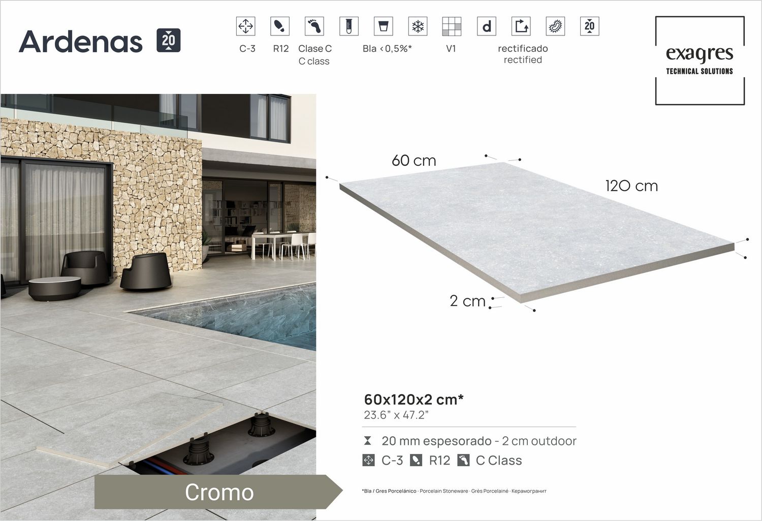 Керамогранит уличный Ardenas Cromo Base C3 600х1200х20мм 1шт/уп TERRASLAB купить в Санкт-Петербурге Керамогранит уличный Ardenas Cromo Base C3 600х1200х20мм 1шт/уп TERRASLAB