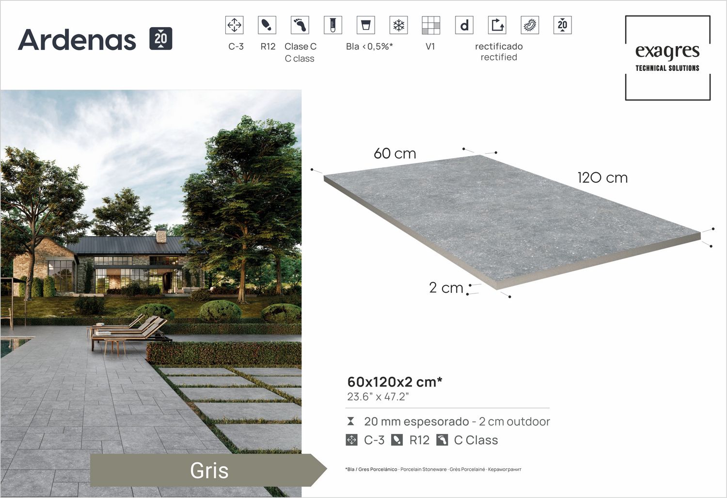 Керамогранит уличный Ardenas Gris Base C3 600х1200х20мм 1шт/уп TERRASLAB купить в Санкт-Петербурге Керамогранит уличный Ardenas Gris Base C3 600х1200х20мм 1шт/уп TERRASLAB
