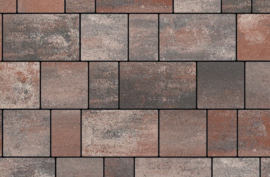 Б.1.Фсм.6 В Старый город Брусчатка тротуарная (двухслойная) гладкий колормикс Закат 13.2м2/пд, Закат