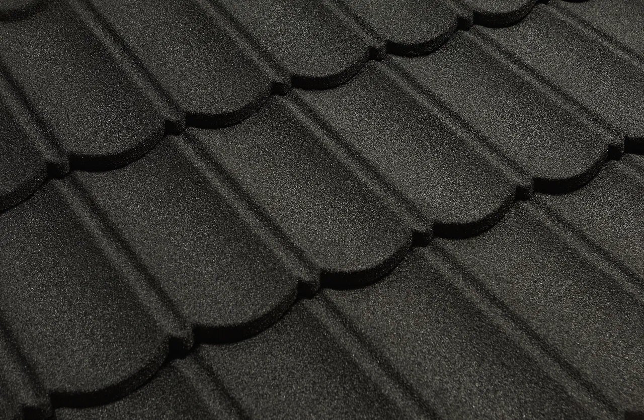 Черепица композитная 0.40мм 1340х420мм CM ROOF BOND BLACK (черный)
