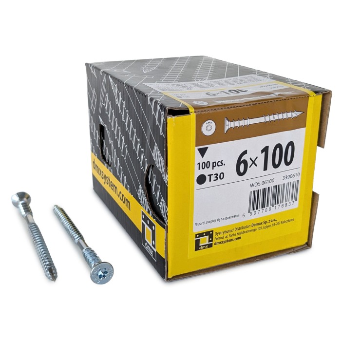 Упаковка шурупов юстировочных Domax WDS TX30 6.0x100/60 Голубой цинк, потай 100шт/уп купить в Санкт-Петербурге Упаковка шурупов юстировочных Domax WDS TX30 6.0x100/60 Голубой цинк, потай 100шт/уп