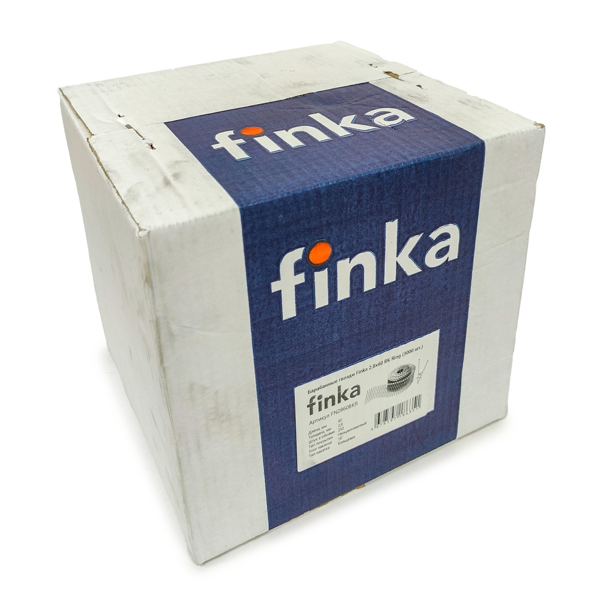 Упаковка барабанных гвоздей FINKA 2.8х60 BK Ring 3000шт/уп купить в Санкт-Петербурге Упаковка барабанных гвоздей FINKA 2.8х60 BK Ring 3000шт/уп