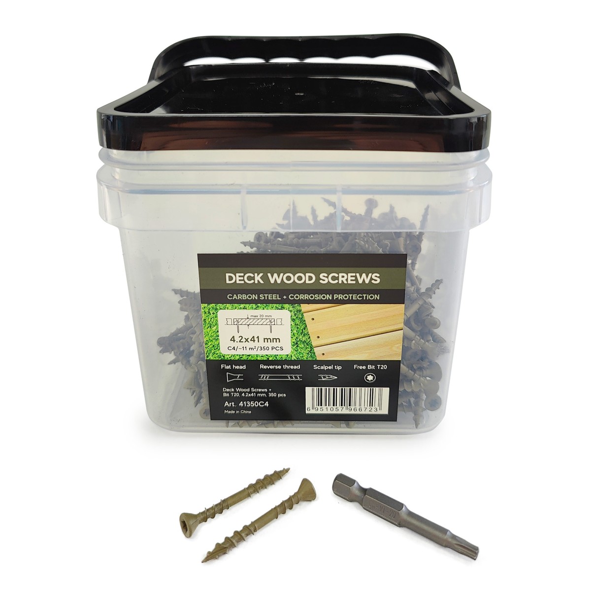 Упаковка саморезов Deck Wood Screws C4 T20 41х4.2 мм 350шт/уп, серый купить в Санкт-Петербурге Упаковка саморезов Deck Wood Screws C4 T20 41х4.2 мм 350шт/уп, серый