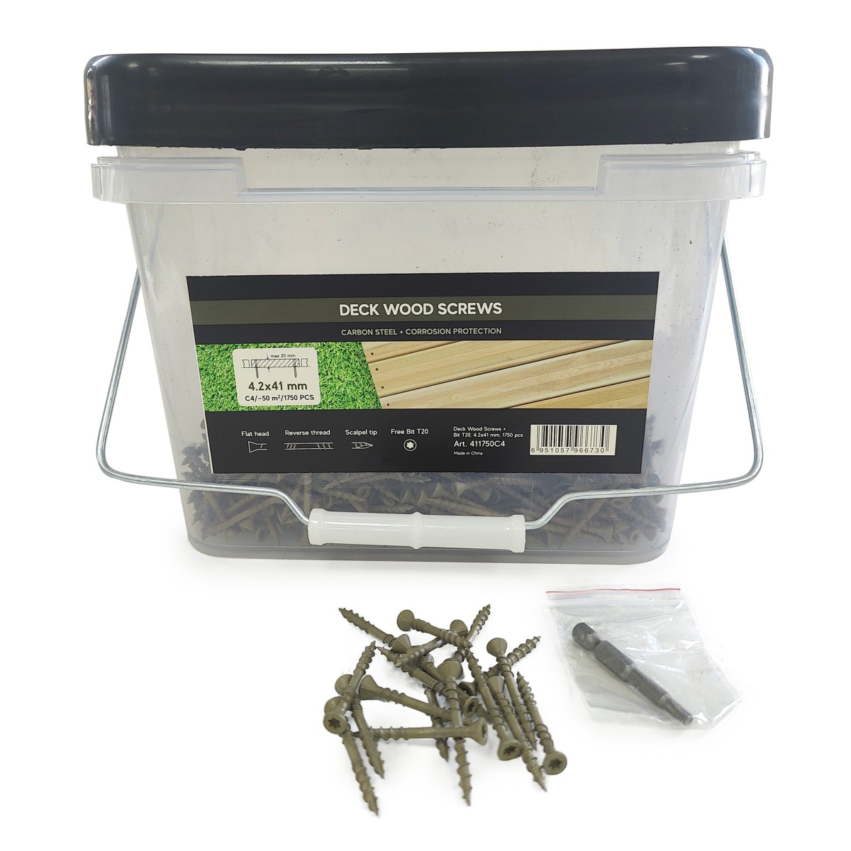 Упаковка саморезов Deck Wood Screws C4 T20 41х4.2 мм 1750шт/уп, серый купить в Москве Упаковка саморезов Deck Wood Screws C4 T20 41х4.2 мм 1750шт/уп, серый