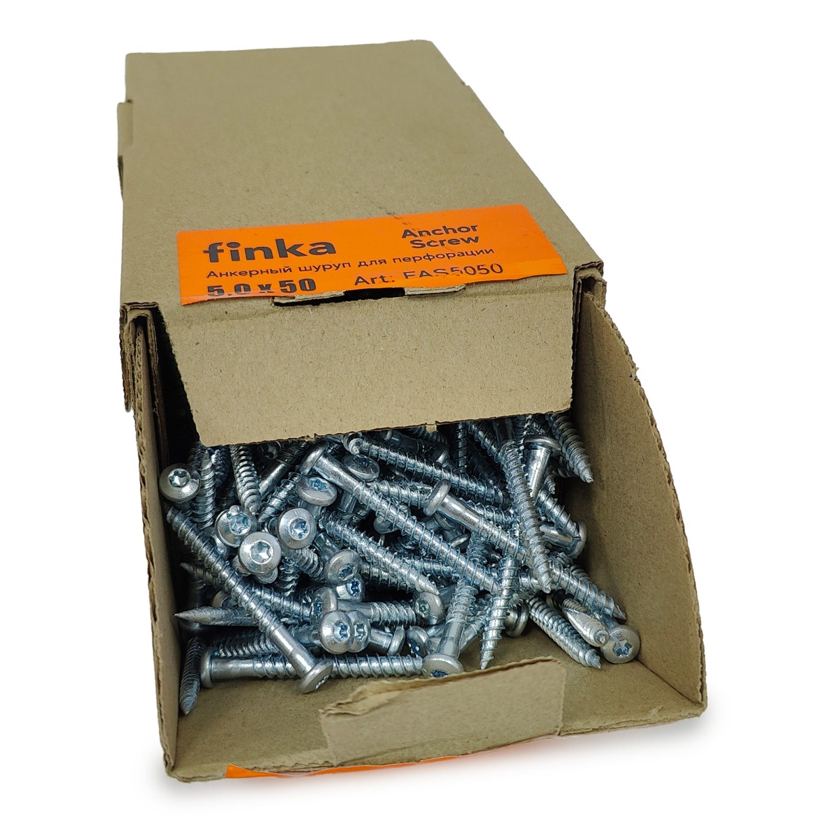 Упаковка шурупов для перфорации FINKA Anchor Screw TX20 5.0х50 цинк 500шт/уп купить в Санкт-Петербурге Упаковка шурупов для перфорации FINKA Anchor Screw TX20 5.0х50 цинк 500шт/уп