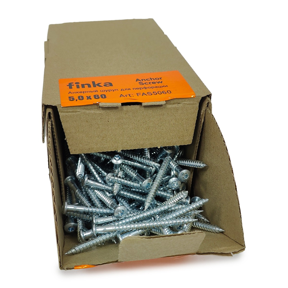 Упаковка шурупов для перфорации FINKA Anchor Screw TX20 5.0х60 цинк 200шт/уп купить в Санкт-Петербурге Упаковка шурупов для перфорации FINKA Anchor Screw TX20 5.0х60 цинк 200шт/уп