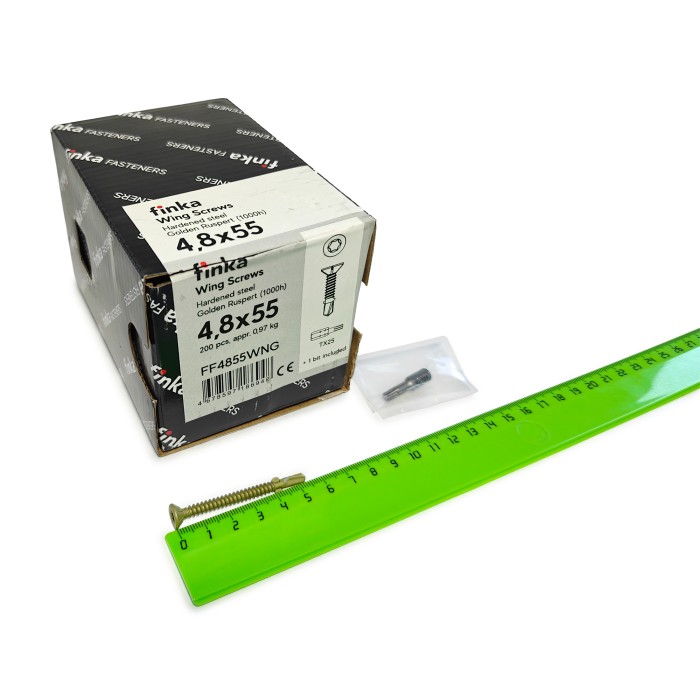 Упаковка шурупов флюгельных Finka Wing Screws 4.8x55TX25 Golden Ruspert 200шт/уп купить в Москве Упаковка шурупов флюгельных Finka Wing Screws 4.8x55TX25 Golden Ruspert 200шт/уп