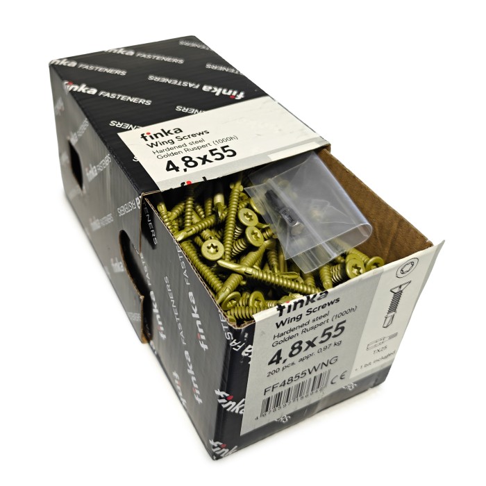 Упаковка шурупов флюгельных Finka Wing Screws 4.8x55TX25 Golden Ruspert 200шт/уп купить в Москве Упаковка шурупов флюгельных Finka Wing Screws 4.8x55TX25 Golden Ruspert 200шт/уп