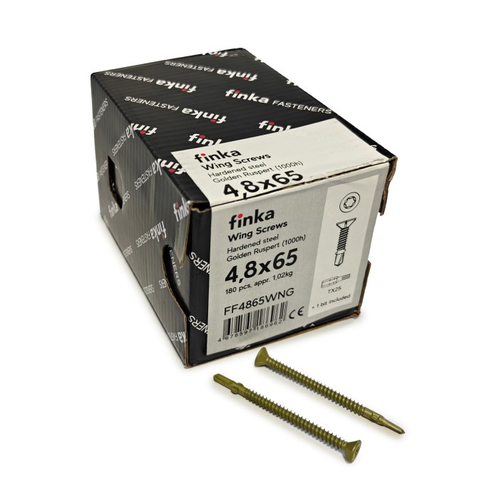 Упаковка шурупов флюгельных Finka Wing Screws 4.8x65TX25 Golden Ruspert 180шт/уп, Упаковка шурупов флюгельных Finka Wing Screws 4.8x65TX25 Golden Ruspert 180шт/уп