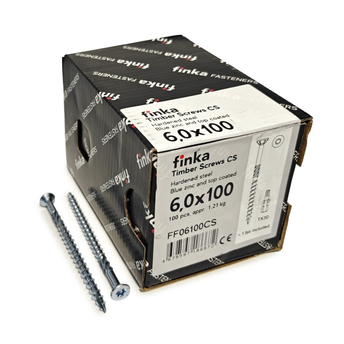 Упаковка шурупов конструкционных Finka Timber Screws CS 6.0x100TX30 голубой цинк, потай 100шт/уп, Упаковка шурупов конструкционных Finka Timber Screws CS 6.0x100TX30 голубой цинк, потай 100шт/уп купить в Москве Упаковка шурупов конструкционных Finka Timber Screws CS 6.0x100TX30 голубой цинк, потай 100шт/уп, Упаковка шурупов конструкционных Finka Timber Screws CS 6.0x100TX30 голубой цинк, потай 100шт/уп