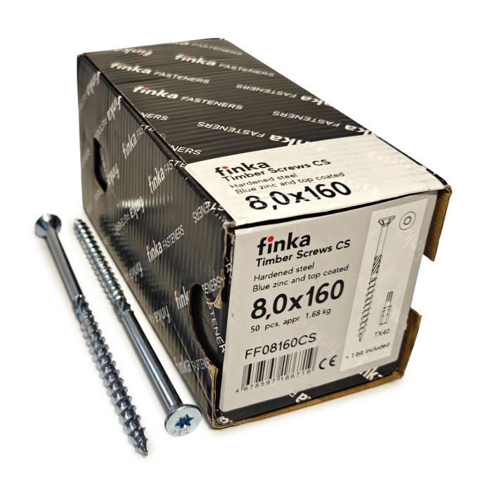 Упаковка шурупов конструкционных Finka Timber Screws CS 8.0x160TX40 голубой цинк, потай 50шт/уп, Упаковка шурупов конструкционных Finka Timber Screws CS 8.0x160TX40 голубой цинк, потай 50шт/уп купить в Москве Упаковка шурупов конструкционных Finka Timber Screws CS 8.0x160TX40 голубой цинк, потай 50шт/уп, Упаковка шурупов конструкционных Finka Timber Screws CS 8.0x160TX40 голубой цинк, потай 50шт/уп