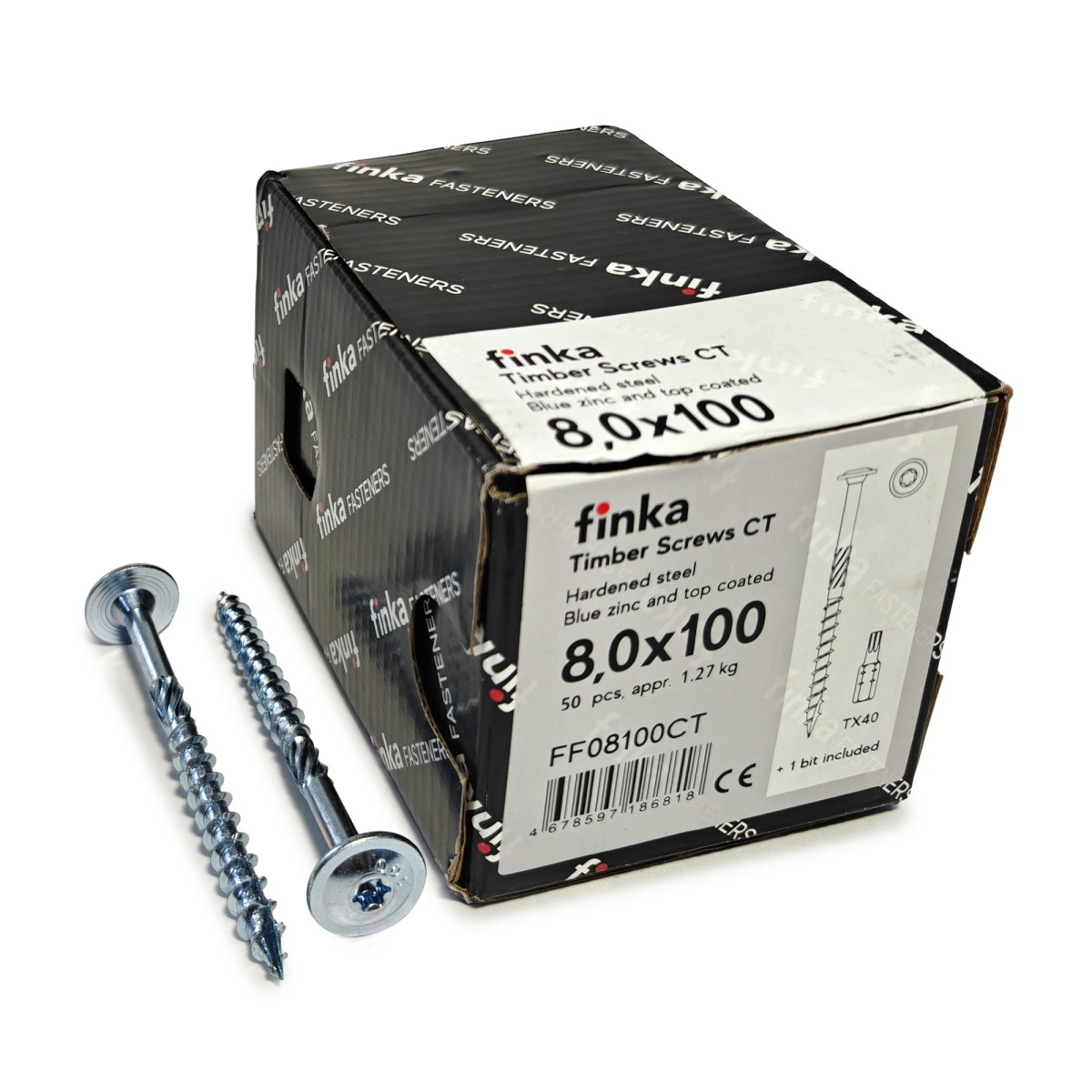 Упаковка шурупов конструкционных FINKA Timber Screws CT TX40 8.0х100 голубой цинк тарелка 50шт/уп, Упаковка шурупов конструкционных FINKA Timber Screws CT TX40 8.0х100 голубой цинк тарелка 50шт/уп купить в Москве Упаковка шурупов конструкционных FINKA Timber Screws CT TX40 8.0х100 голубой цинк тарелка 50шт/уп, Упаковка шурупов конструкционных FINKA Timber Screws CT TX40 8.0х100 голубой цинк тарелка 50шт/уп