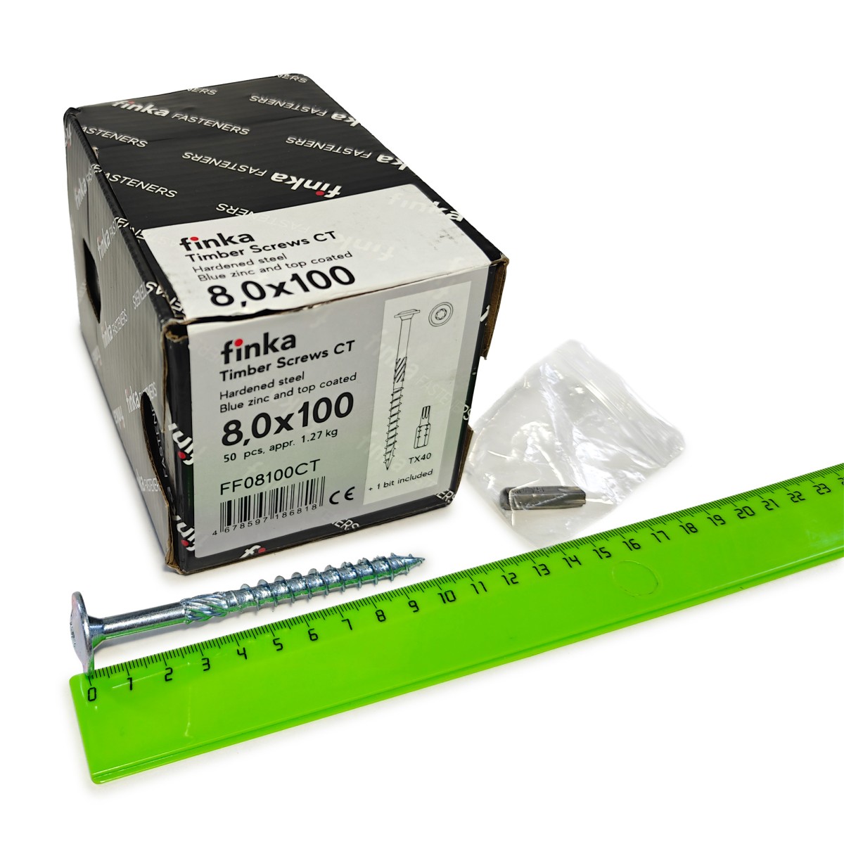 Упаковка шурупов конструкционных FINKA Timber Screws CT TX40 8.0х100 голубой цинк тарелка 50шт/уп купить в Москве Упаковка шурупов конструкционных FINKA Timber Screws CT TX40 8.0х100 голубой цинк тарелка 50шт/уп