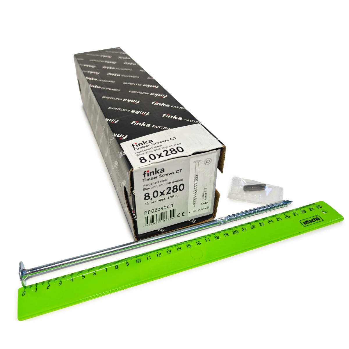 Упаковка шурупов конструкционных FINKA Timber Screws CT TX40 8.0х280 голубой цинк тарелка 50шт/уп купить в Москве Упаковка шурупов конструкционных FINKA Timber Screws CT TX40 8.0х280 голубой цинк тарелка 50шт/уп