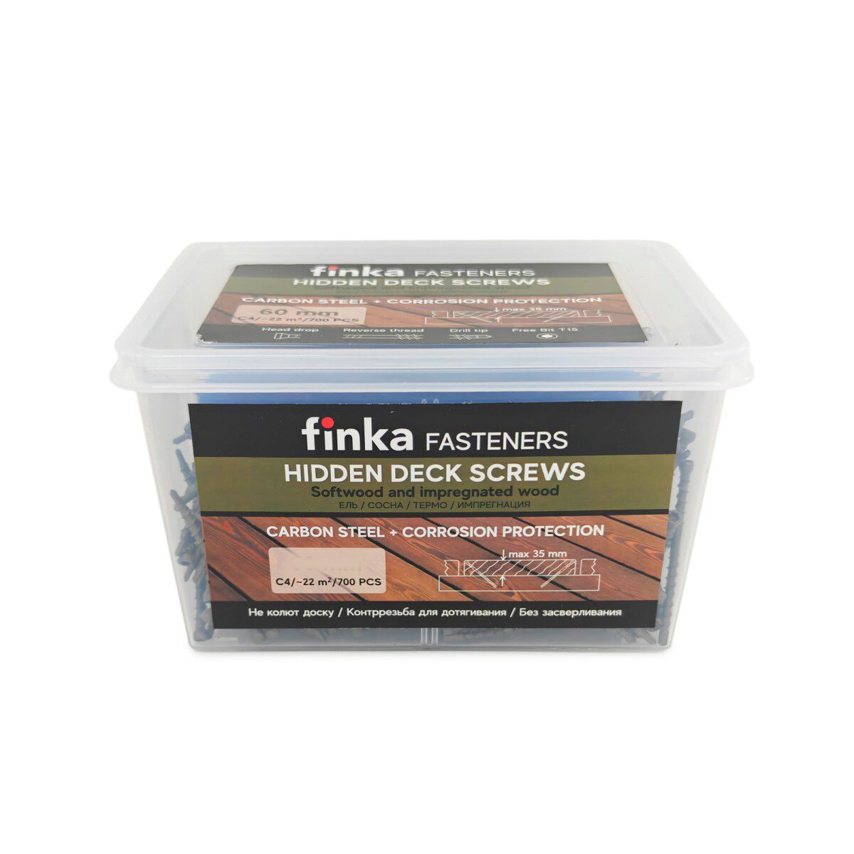 Упаковка саморезов Finka Hidden Deck Screws C4 75мм 350шт/уп, Упаковка саморезов Finka Hidden Deck Screws C4 75мм 350шт/уп