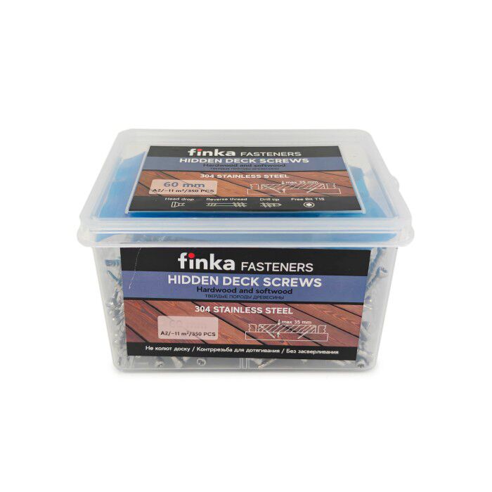Упаковка саморезов Finka Hidden Deck Screws A2 75мм 350шт/уп, Упаковка саморезов Finka Hidden Deck Screws A2 75мм 350шт/уп