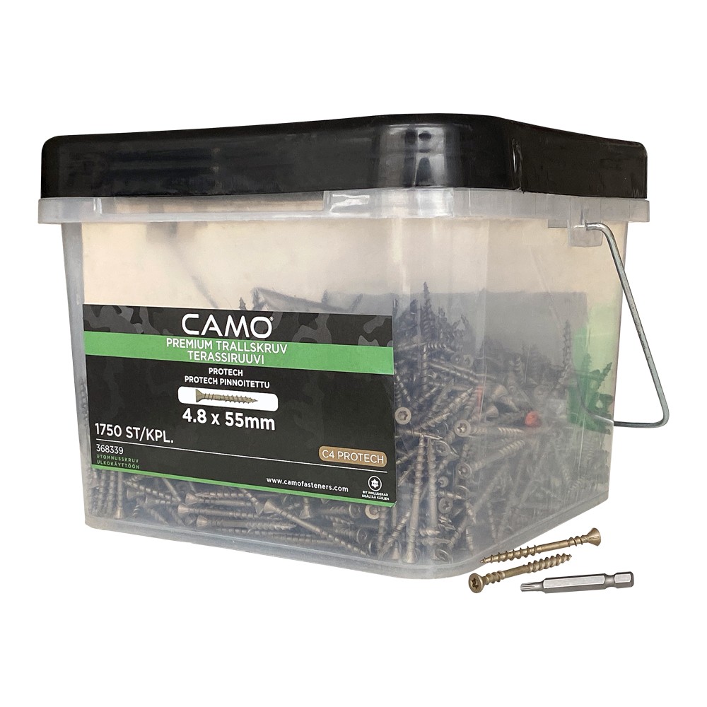 Упаковка саморезов CAMO PREMIUM DECKING SCREW PROTECH C4 T20 55х4.8 мм 1750шт/уп купить в Санкт-Петербурге Упаковка саморезов CAMO PREMIUM DECKING SCREW PROTECH C4 T20 55х4.8 мм 1750шт/уп