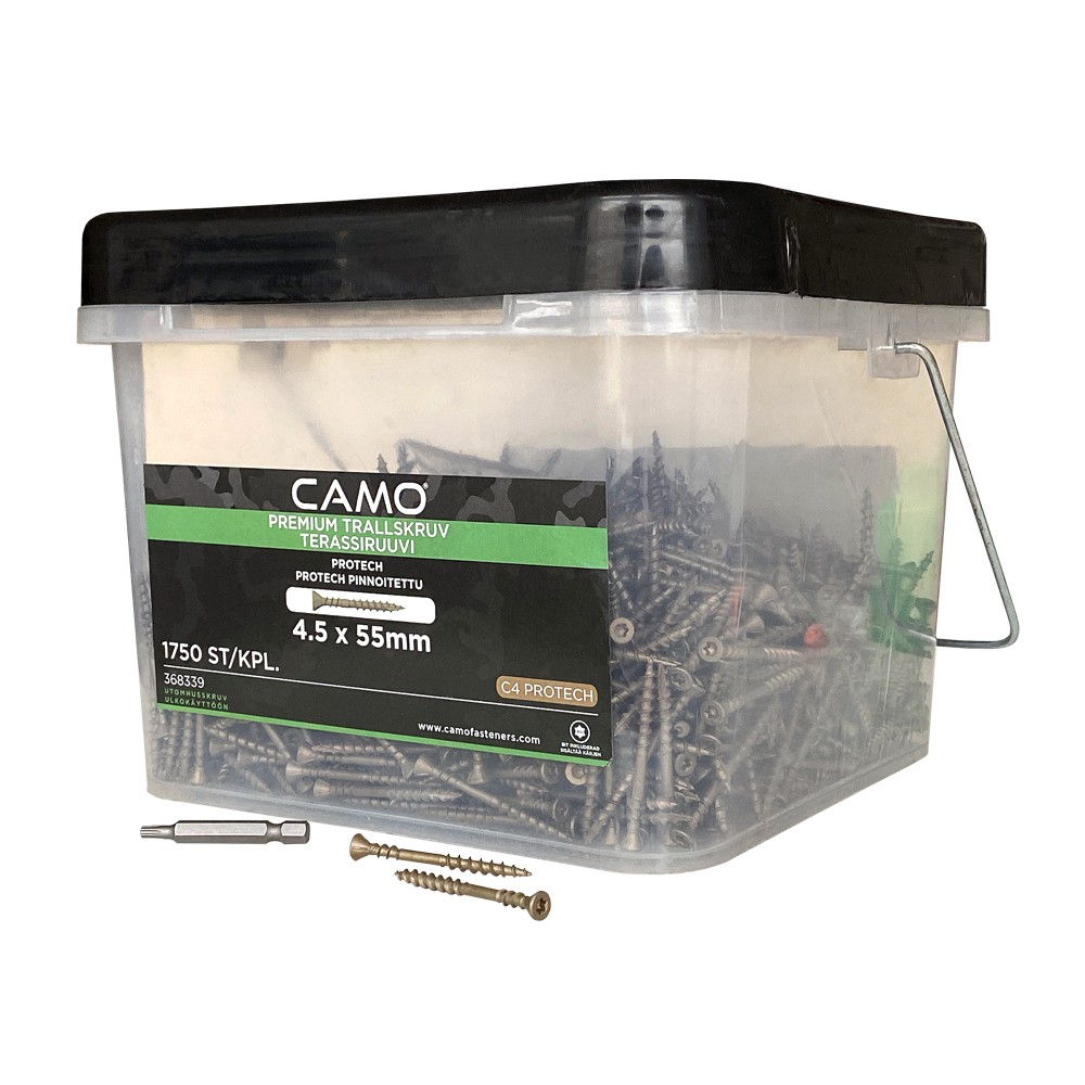 Упаковка саморезов CAMO PREMIUM DECKING SCREW PROTECH C4 T20 55х4.5 мм 1750шт/уп купить в Санкт-Петербурге Упаковка саморезов CAMO PREMIUM DECKING SCREW PROTECH C4 T20 55х4.5 мм 1750шт/уп