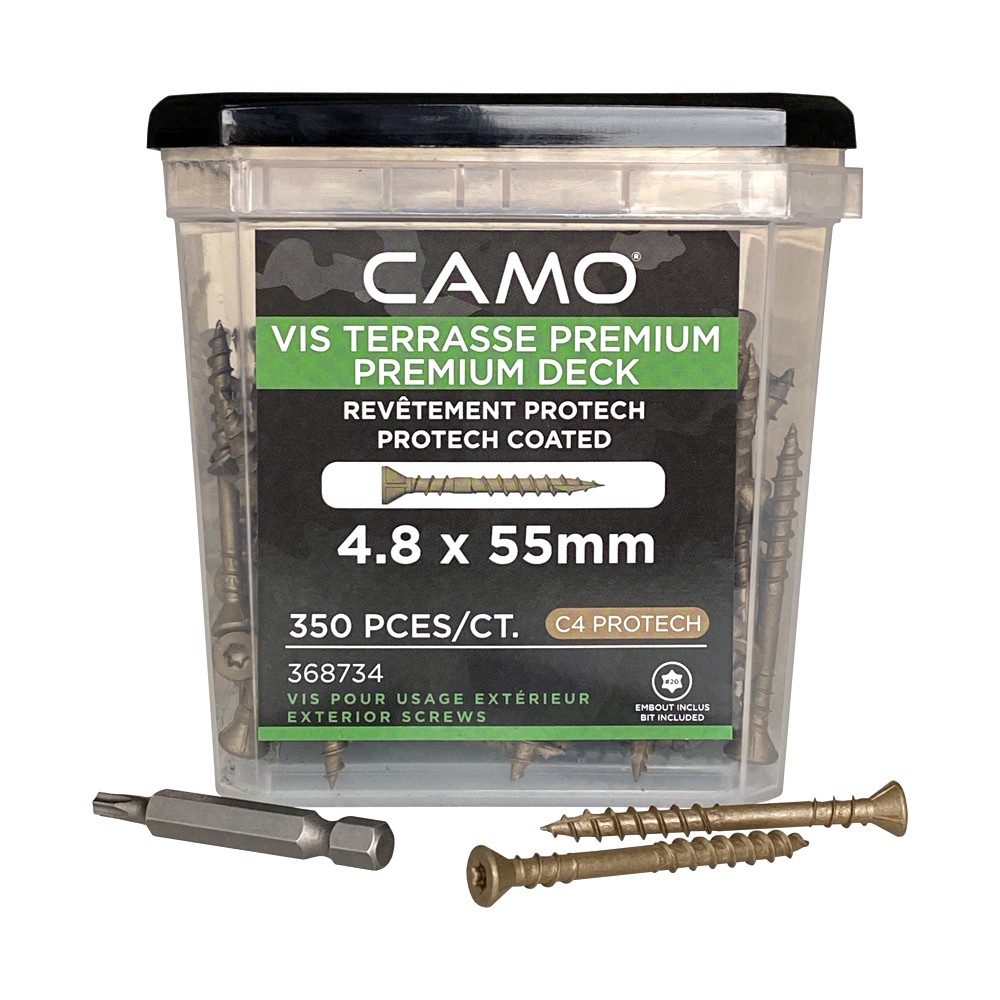 Упаковка саморезов CAMO PREMIUM DECKING SCREW PROTECH C4 T20 55х4.8 мм 350шт/уп купить в Санкт-Петербурге Упаковка саморезов CAMO PREMIUM DECKING SCREW PROTECH C4 T20 55х4.8 мм 350шт/уп