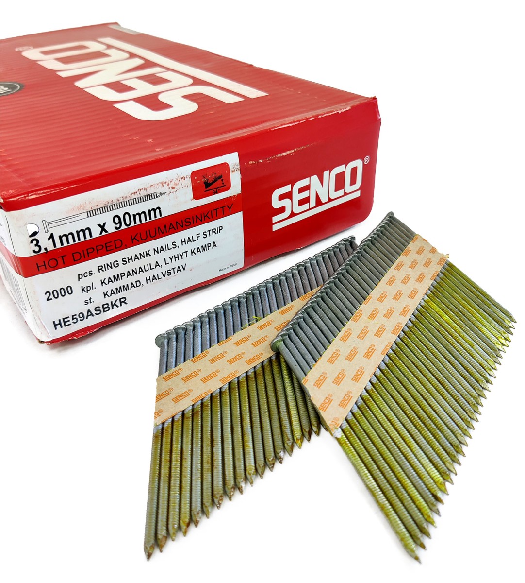 Упаковка реечных гвоздей Senco D34 Ring HDG 3.1х90 горячий цинк 2000шт/уп купить в Санкт-Петербурге Упаковка реечных гвоздей Senco D34 Ring HDG 3.1х90 горячий цинк 2000шт/уп
