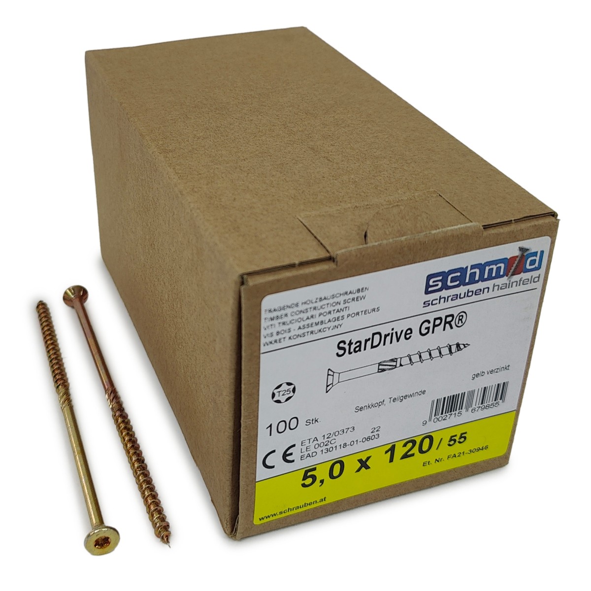 Упаковка шурупов Schmid StarDrive GPR SK TX25 5.0.120/55 желтый цинк, потай 100шт/уп, желтый купить в Санкт-Петербурге Упаковка шурупов Schmid StarDrive GPR SK TX25 5.0.120/55 желтый цинк, потай 100шт/уп, желтый