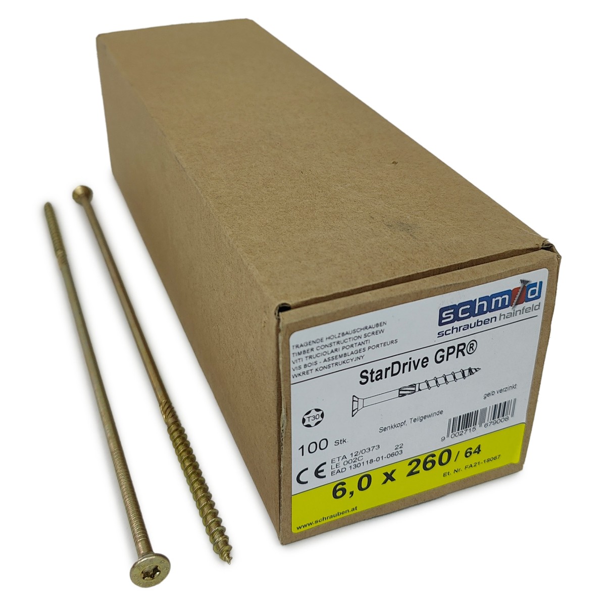 Упаковка шурупов Schmid StarDrive GPR SK TX30 6.0.260/64 желтый цинк, потай 100шт/уп, желтый купить в Москве Упаковка шурупов Schmid StarDrive GPR SK TX30 6.0.260/64 желтый цинк, потай 100шт/уп, желтый