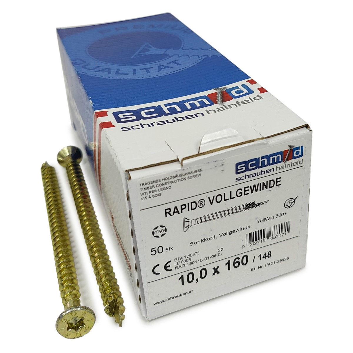Упаковка шурупов Schmid Rapid FT FT SK Half-tip TX50 10.0х160/148 желтый цинк, полная резьба, потай 50шт/уп, желтый купить в Санкт-Петербурге Упаковка шурупов Schmid Rapid FT FT SK Half-tip TX50 10.0х160/148 желтый цинк, полная резьба, потай 50шт/уп, желтый