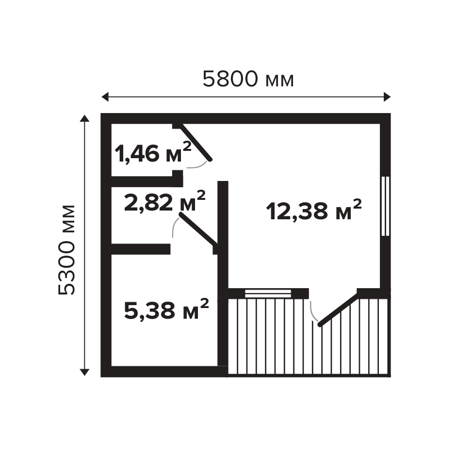 Баня 27 Стандарт (брус 44мм) ТН, дерево