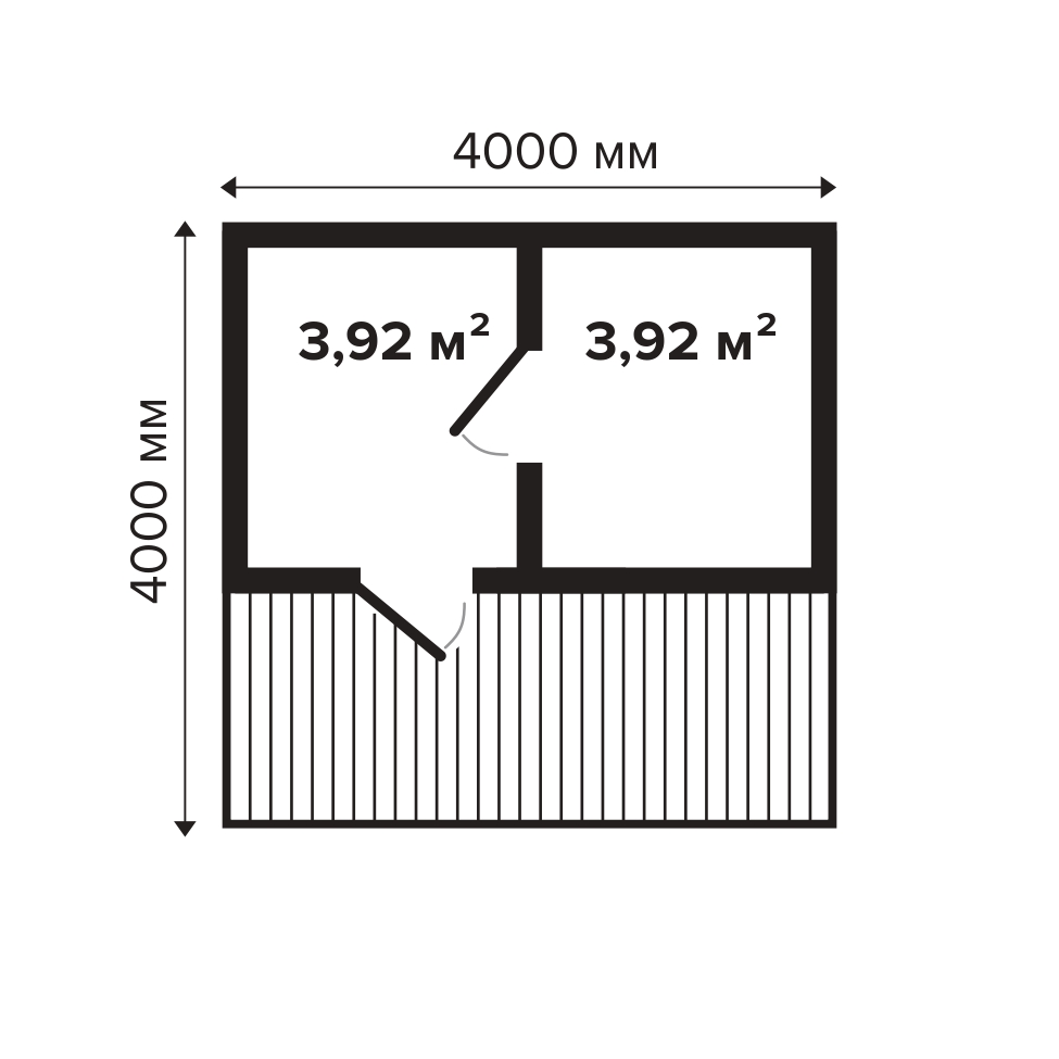 Баня 14 Стандарт (брус 44мм) ТН, дерево