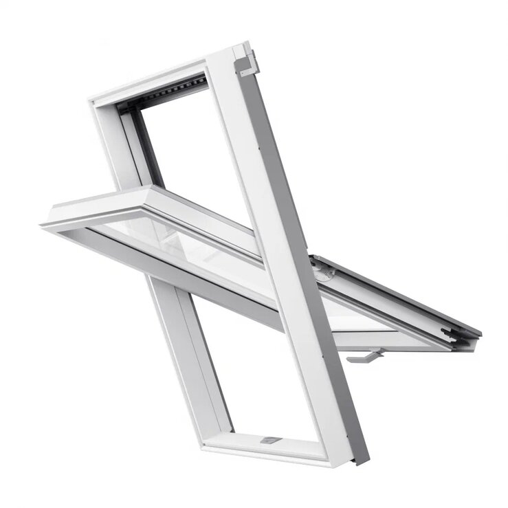 APY M4A B1500 PLUS Окно двухкамерное (ручка снизу) ПВХ Комфорт 78х98см Rooflite, серый купить в Санкт-Петербурге APY M4A B1500 PLUS Окно двухкамерное (ручка снизу) ПВХ Комфорт 78х98см Rooflite, серый