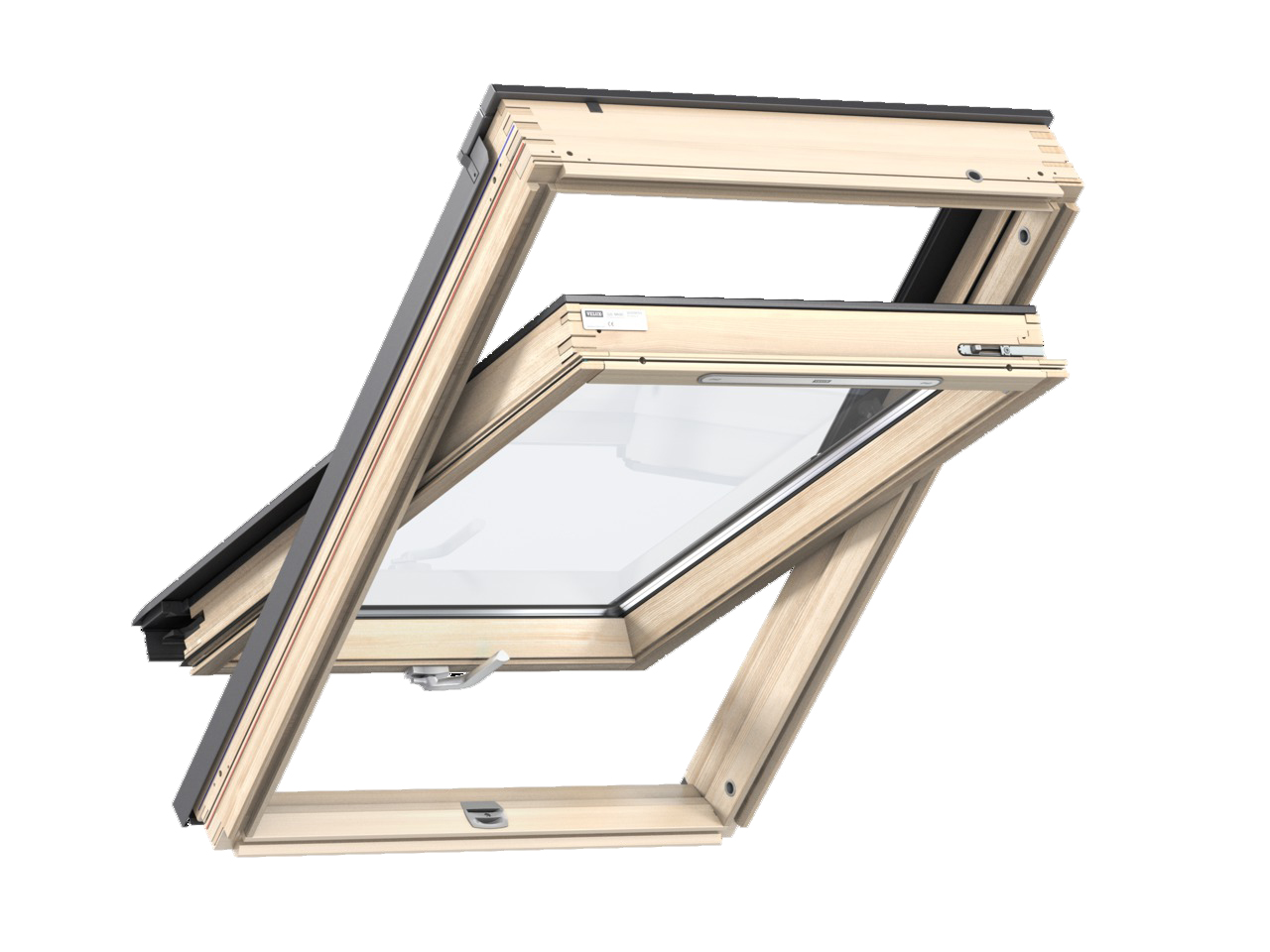 Мансардное деревянное однокамерное окно GZL 1051B FK06 66х118 см (ручка снизу) Velux (Велюкс), Окно мансардное деревянное с однокамерным стеклопакетом GZL 1051B FK06 66х118 (ручка снизу) Velux