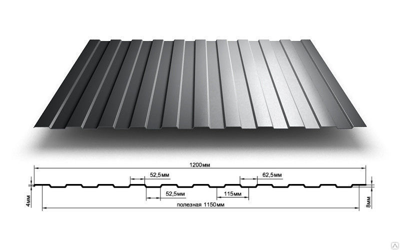 Профнастил С-8 Ecosteel, Профнастил МП С-8A 0.50мм Мореный Дуб Ecosteel {длины по спецификации}