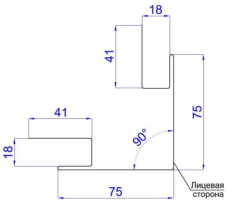 чертёж планки угла наружного сложного