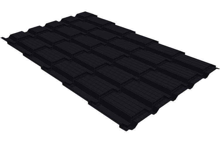 Металлочерепица GL Quadro Profi 0.50мм 9005 (черный) Satin, 9005 (черный)
