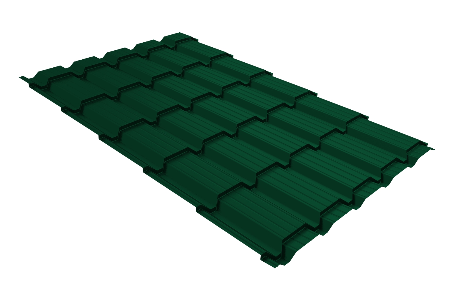 Металлочерепица GL Quadro Profi 0.50мм PurLite Matt, 6005 (темно-зеленый) 