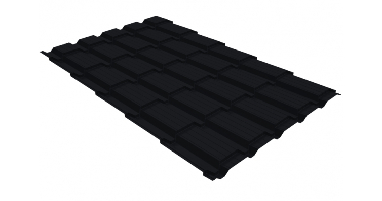 Металлочерепица GL Quadro Profi 0.50мм Velur X, 9005 (чёрный)