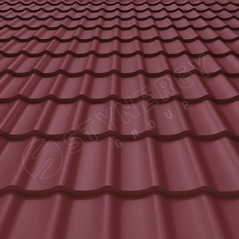 Металлочерепица СМ Классик<br>Rooftop Matte (Стальной Бархат), 3005 темно-красный