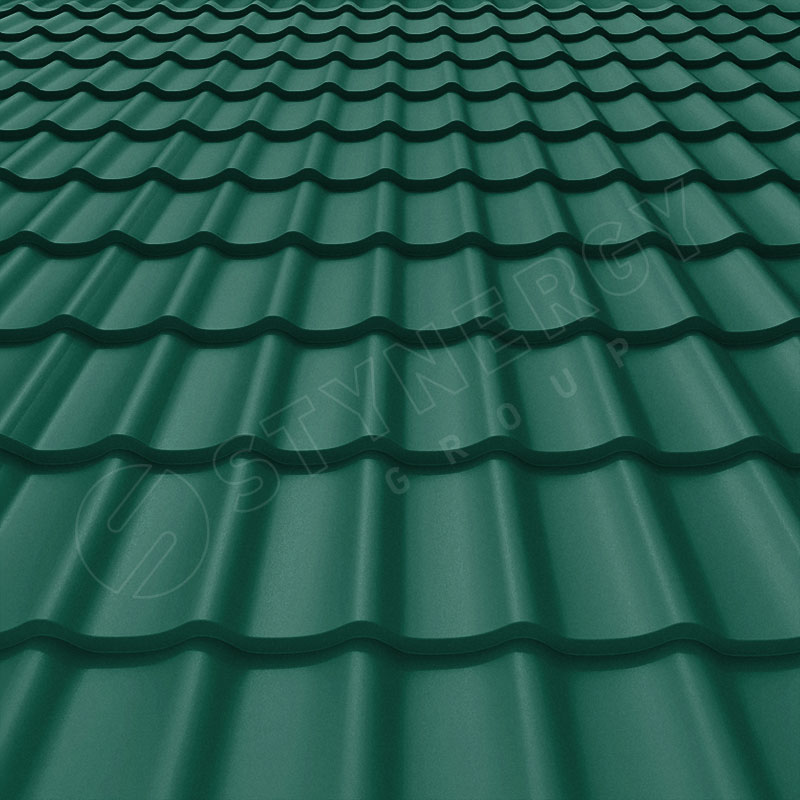 Металлочерепица СМ Классик<br>Rooftop Matte (Стальной Бархат), 6005 темно-зеленый
