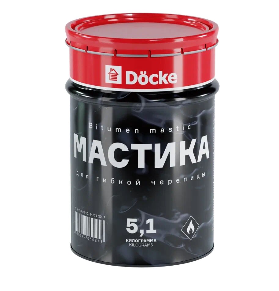 Мастика (клей) для гибкой черепицы 5л. (5,1кг) Docke купить в Санкт-Петербурге